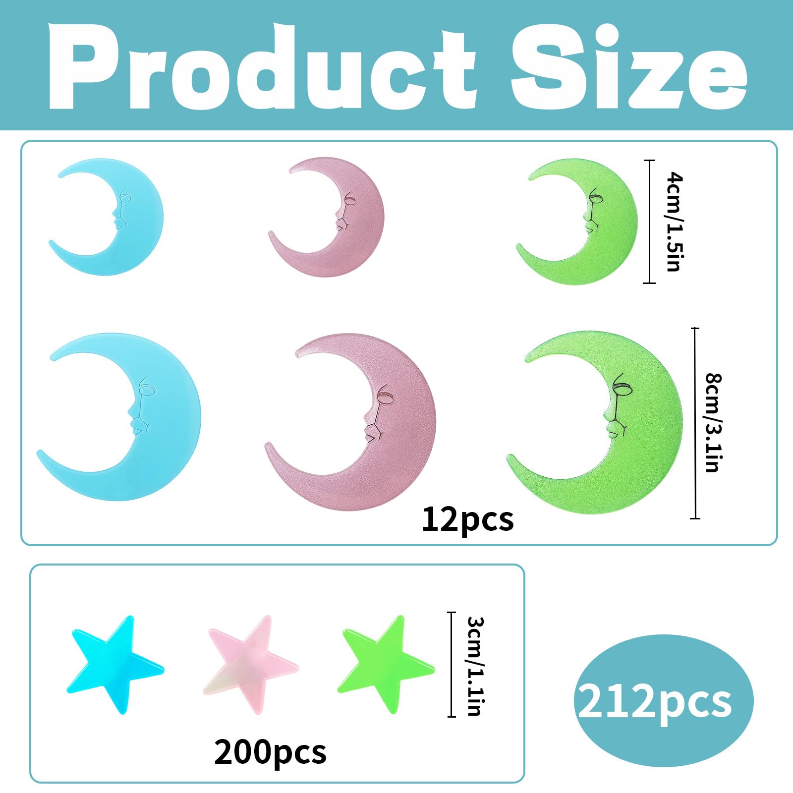 212 PCS Glow in The Dark Stars - Image 2