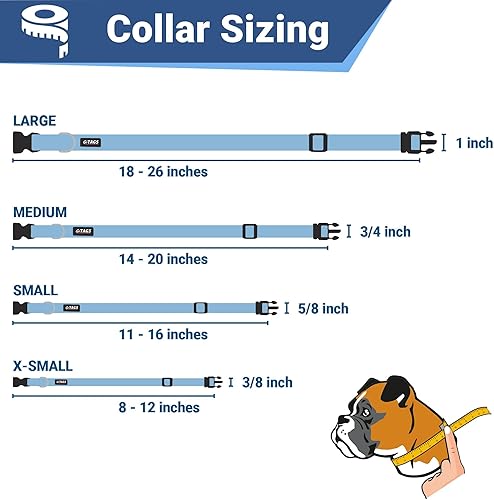 Miniatura 7 de GoTags Dog Collar with Personalized Nameplate, Adjustable Dog Collar with Custom Engraved Slide On Pet ID Tag in Stainless Steel, Silent, No Noise