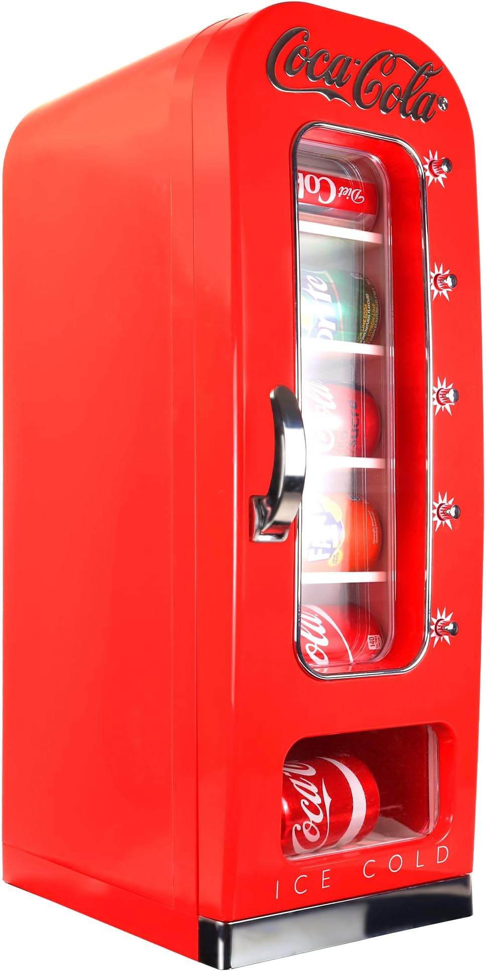 Koolatron Coca Cola Mini Fridge For Bedrooms 5L Retro Vending Machine Style 10 Can Quiet Mini Fridges with Display Window For Coke Beverages Food Drinks Home 12v Portable Cooler Cool Box, Red