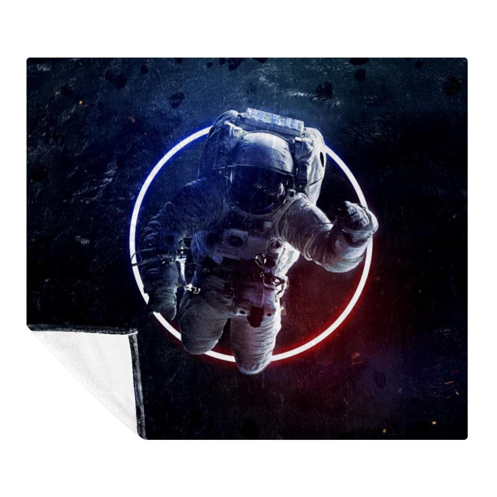 Couverture espace astronaute 150x130 pour lit et canapé en microfibre