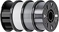 Creality Ender PETG 3D Printer Filament 1.75mm 4KG (8.8lbs), High Precision, Strong Toughness, Odorless, Better Flow, Moistureproof 3D Printing Ender PETG Filament, Black+White+Grey+Transparent