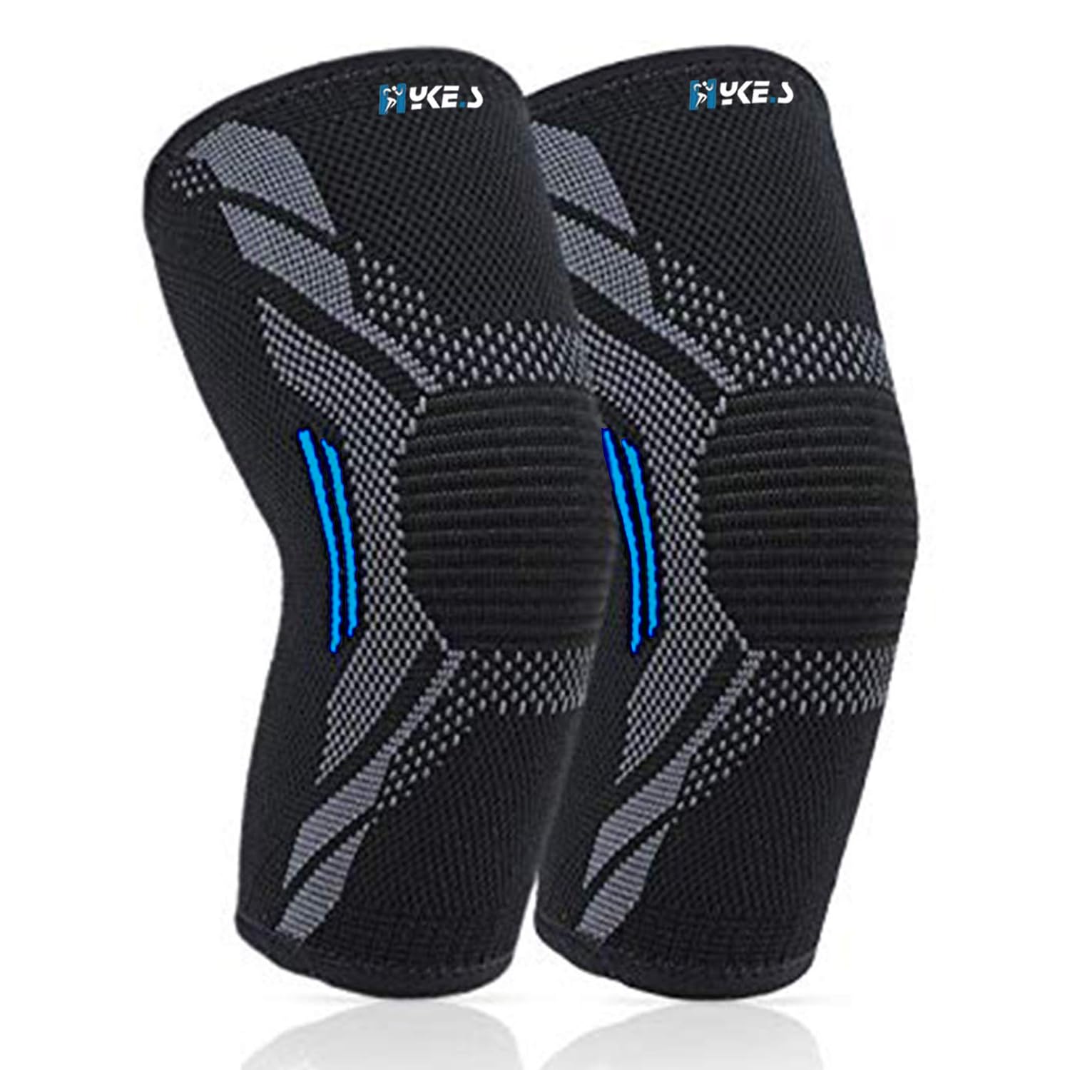 Hykes Elbow Support Compression Sleeve brace for pain relief Tendonitis Arthritis Sports badminton Tennis elbow cricket joint protection golf workout gym - One Pair (Blue, Medium)