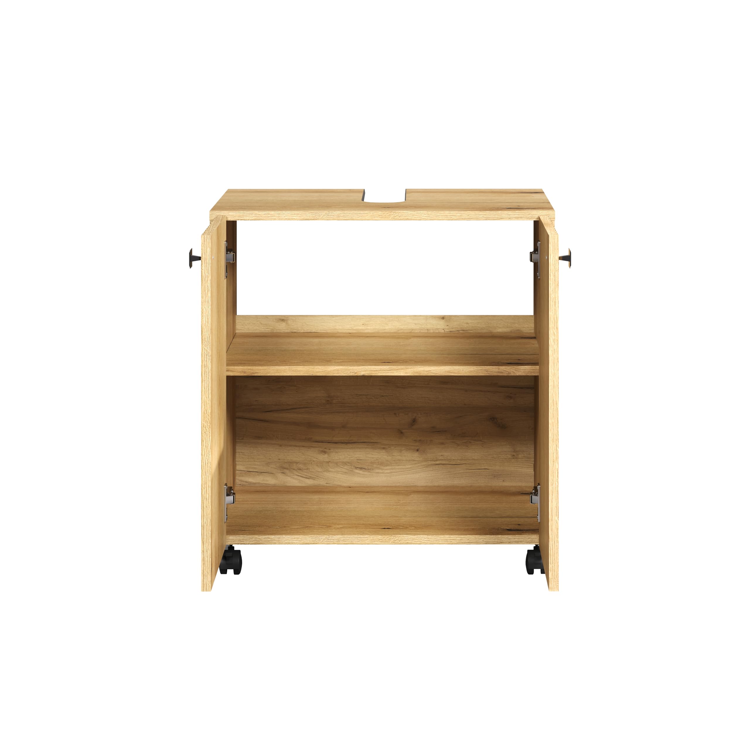 trendteam Smart Living - Mueble bajo Lavabo con Ruedas - Baño - PureBliss - Dimensiones de Montaje (Ancho x Alto x Profundidad) 60 x 64 x 42 cm - Color Roble Evoke con Ranuras Negras - 233730342