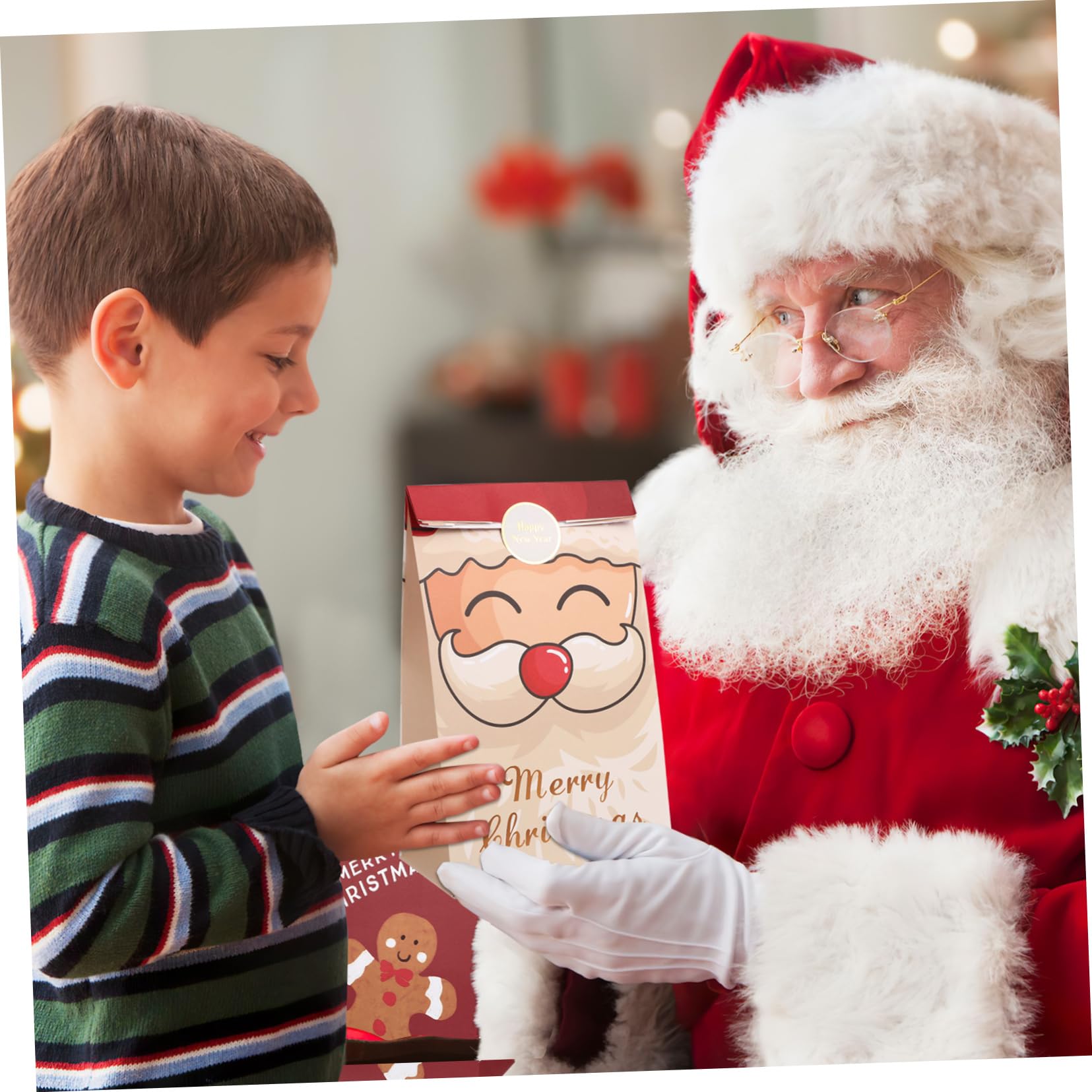 Anneome 12pezzi Sacchetti Di Natale Colorati Con Clip e Spago Da Buste Per Caramelle e Regali Facili Da Usare e Versatili Per Decorazioni Festive