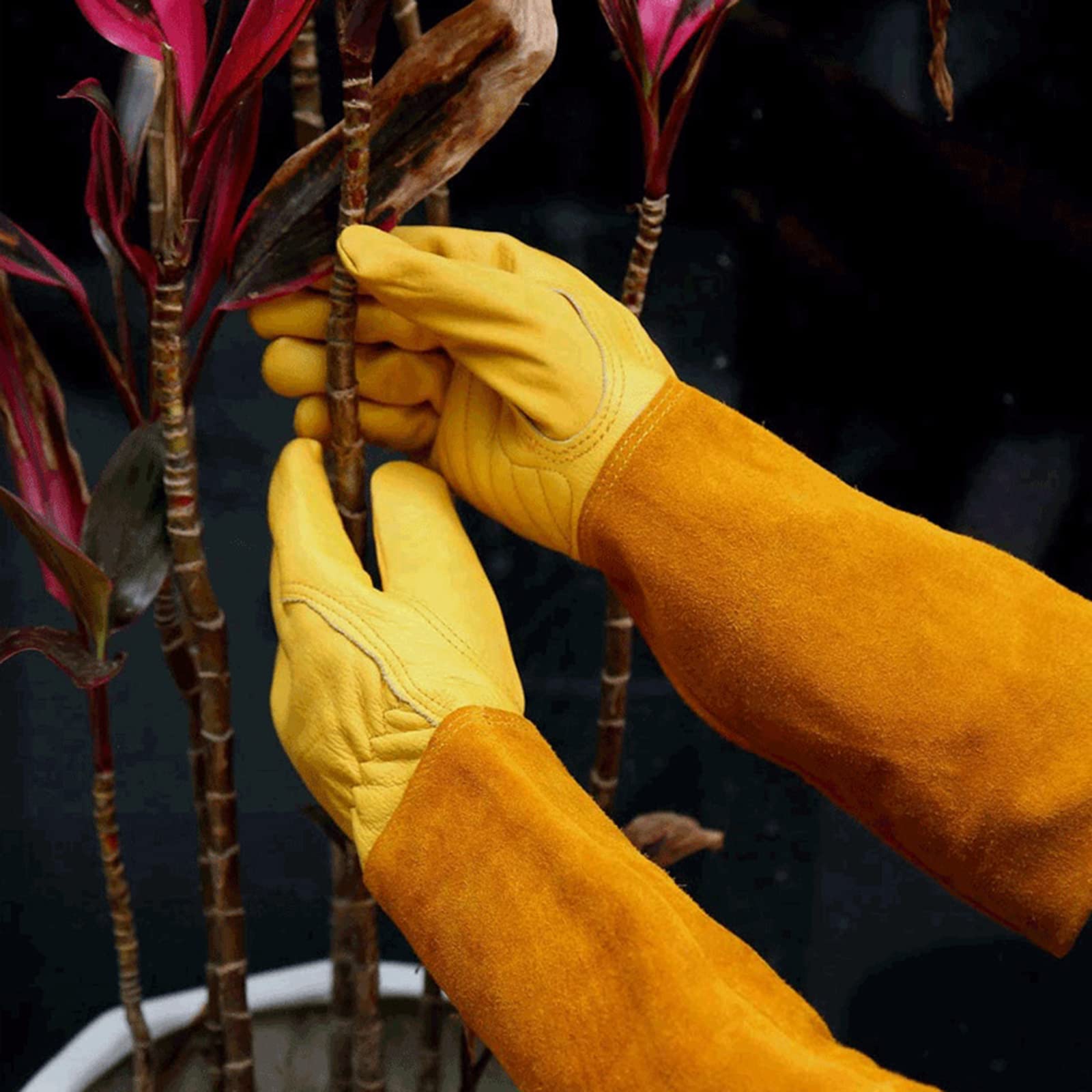 Guanti in pelle per potatura di rose, proteggono le mani, le braccia, il giardinaggio, regalo per uomini e donne, con guanto lungo in pelle resistente all'usura, guanti invernali da donna