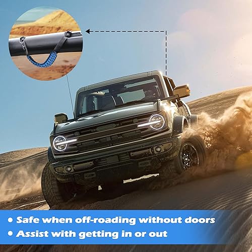 Vista 28 de SEVEN SPARTA Paquete de 4 asas de agarre compatibles con Ford Bronco 2021 2022 2023 2024 2/4 puertas, mango de agarre de paracaídas, repuesto