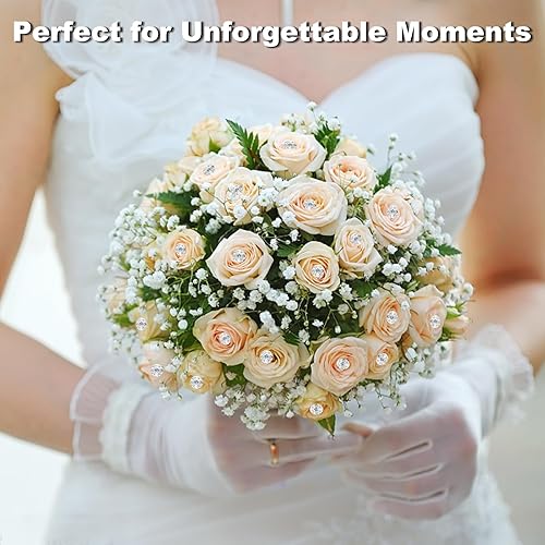 Miniatura 3 de 100pcs Bouquet Pins, 2.1 Inches Corsage Pins, Diamond Rhinestones Crystal Head PinsElegant Boutonniere Pin, Straight Floral Pins, Clear Flower Pins