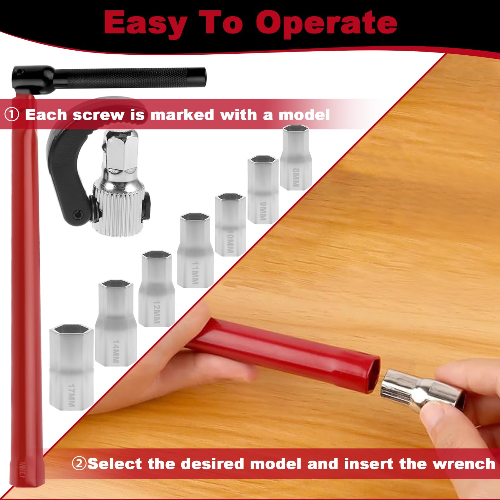 Adjustable Tap Spanner Set including 7 Changeable 8-17mm Nut, Faucet Bathroom Back Nut Installation & Disassemble Tools Kit - Image 4