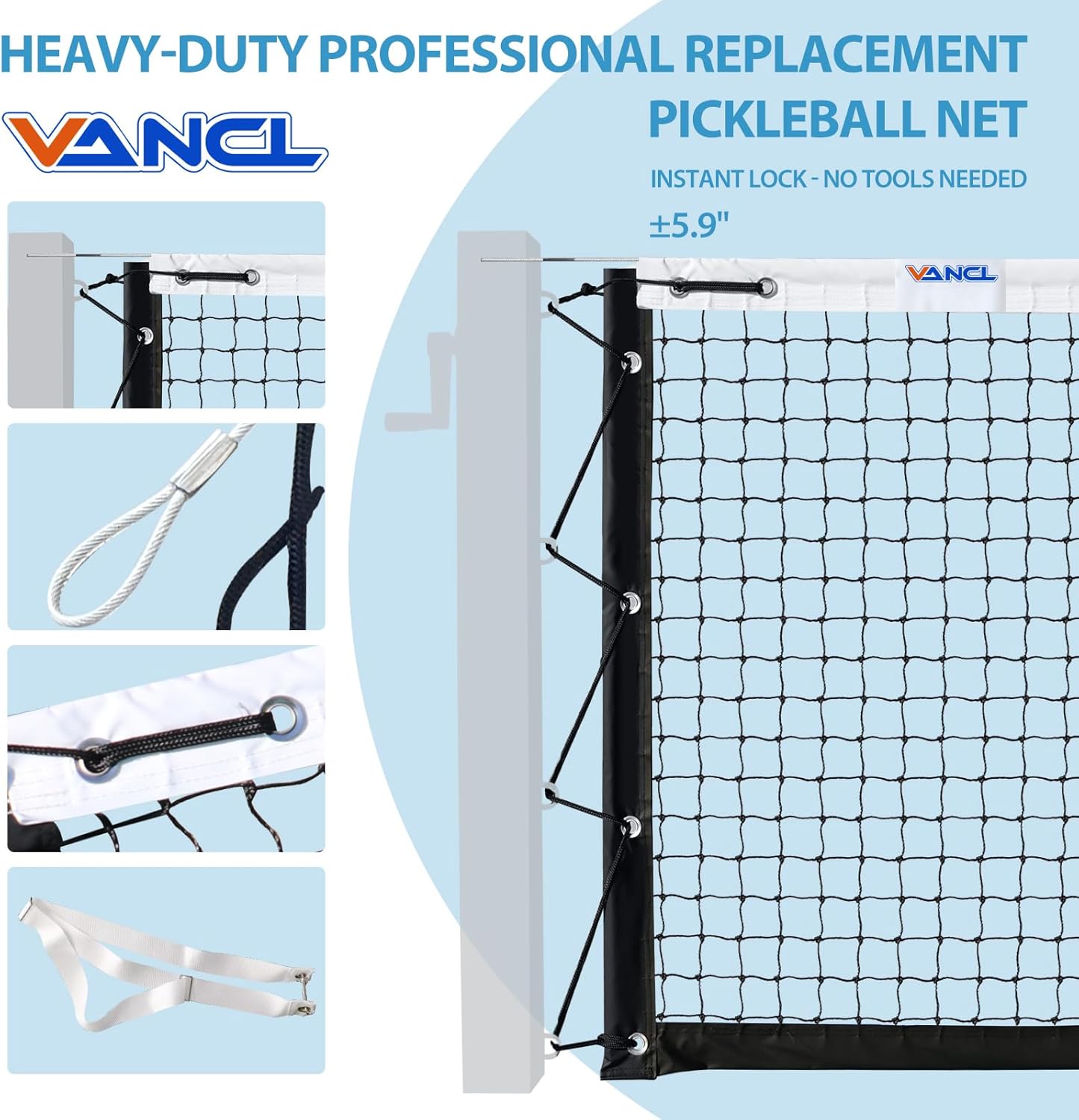 Professional Pickleball Replacement Net – 22' x 3' Heavy Duty Tournament-Grade Net for Indoor & Outdoor Courts – Fits Standard Posts, Official Regulation Size (Net Only, Black)