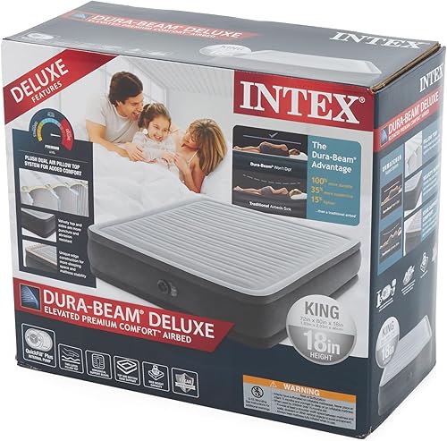 Miniatura 8 de Intex Colchón inflable Fiber-Tech de 18 pulgadas de tamaño King con bomba integrada y tecnología Dura-Beam (paquete de 2)