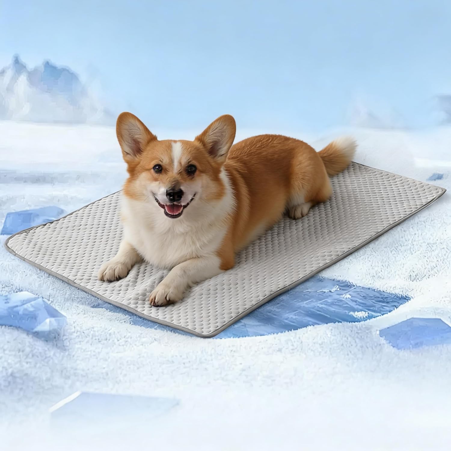 Cooling Pet Bed Mat for Dogs and Cats, 31.5"×24", Light Grey