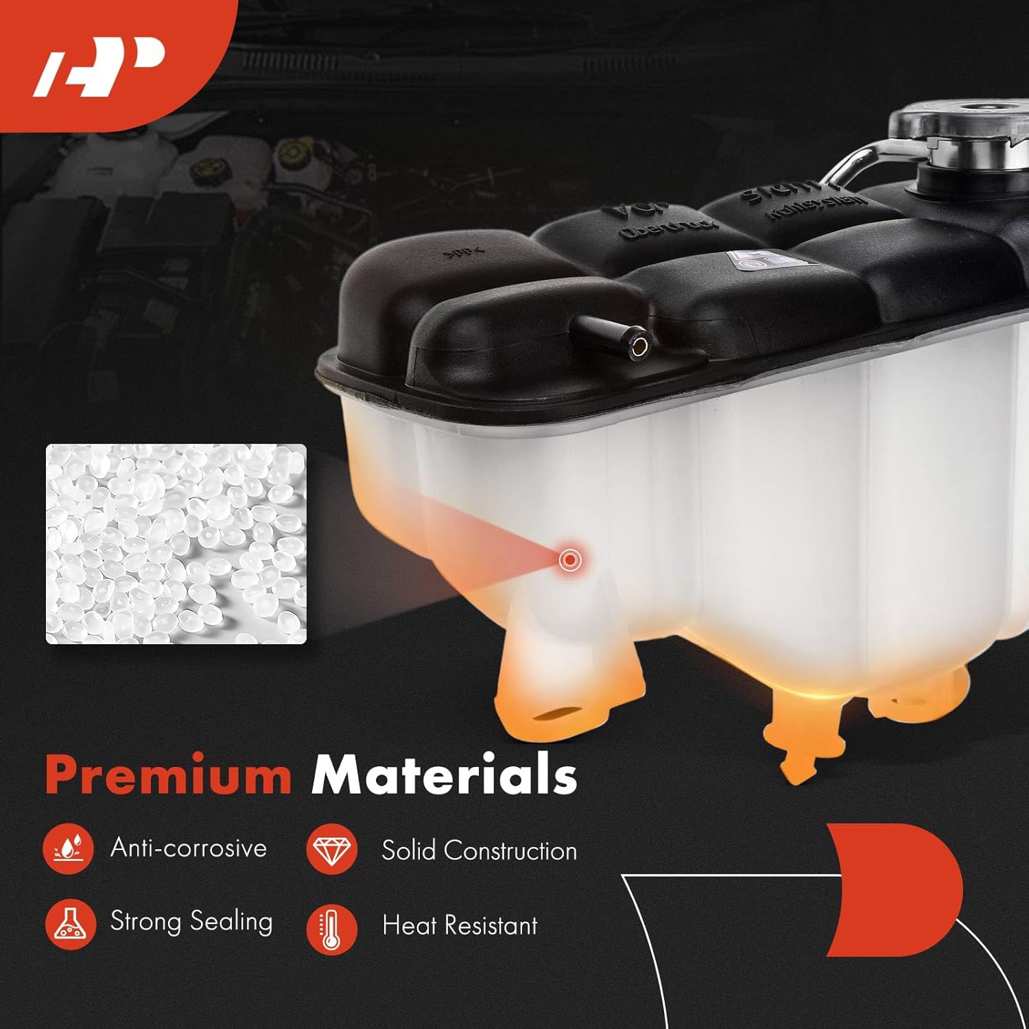 A-Premium Engine Coolant Overflow Recovery Reservoir Tank [with Cap] Compatible with Mercedes-Benz C220 1994-1996, C230 1997-2000, C280 1994-1997, C36 AMG 1995-1997 - Front Side