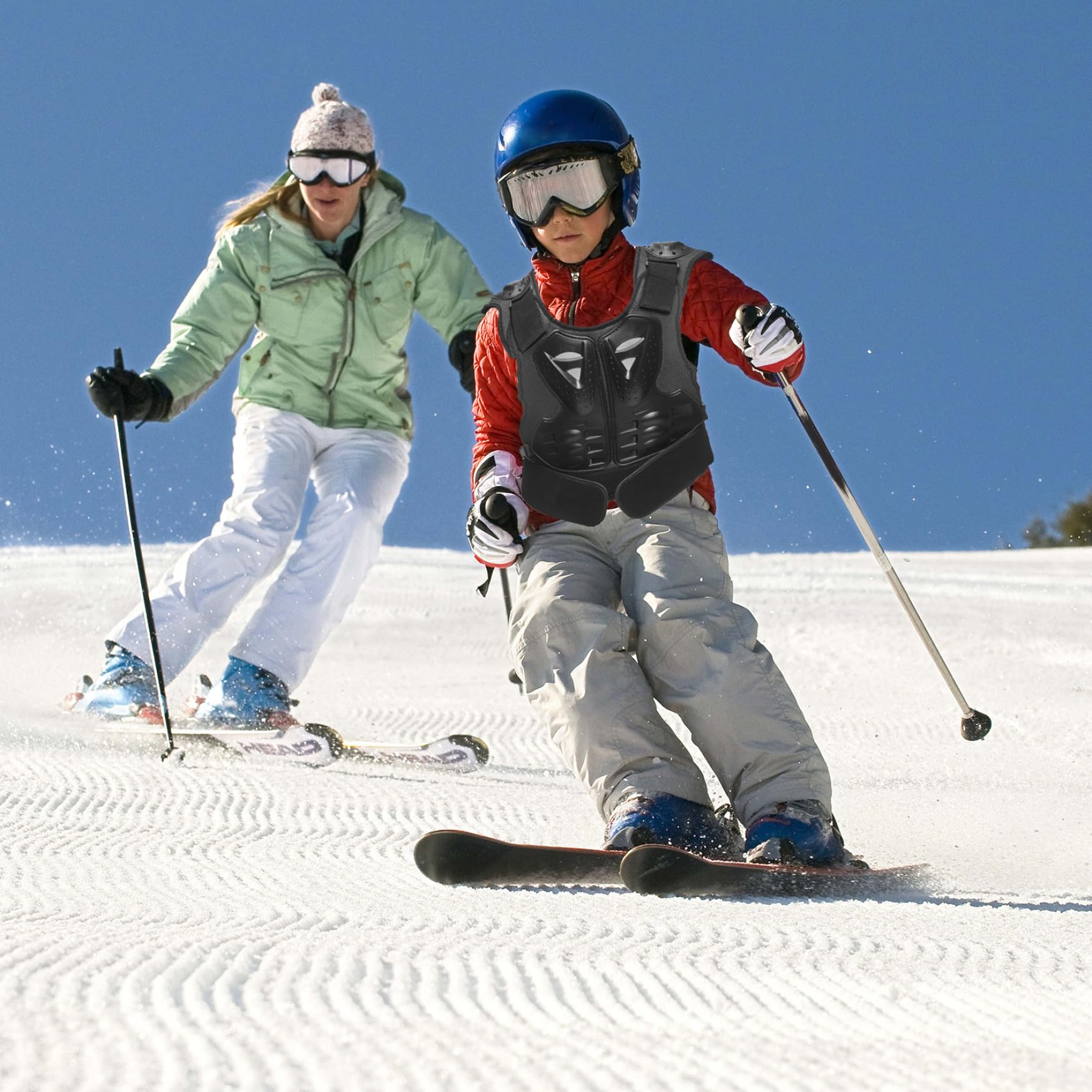 Motorradausrüstung für Kinder 8-12, Anti-Fall-3D-Kinder-Reitausrüstung, reflektierende Körperpanzerweste, verstellbare Kinder Brustschutz für Radsport Ski-Skateboarding m