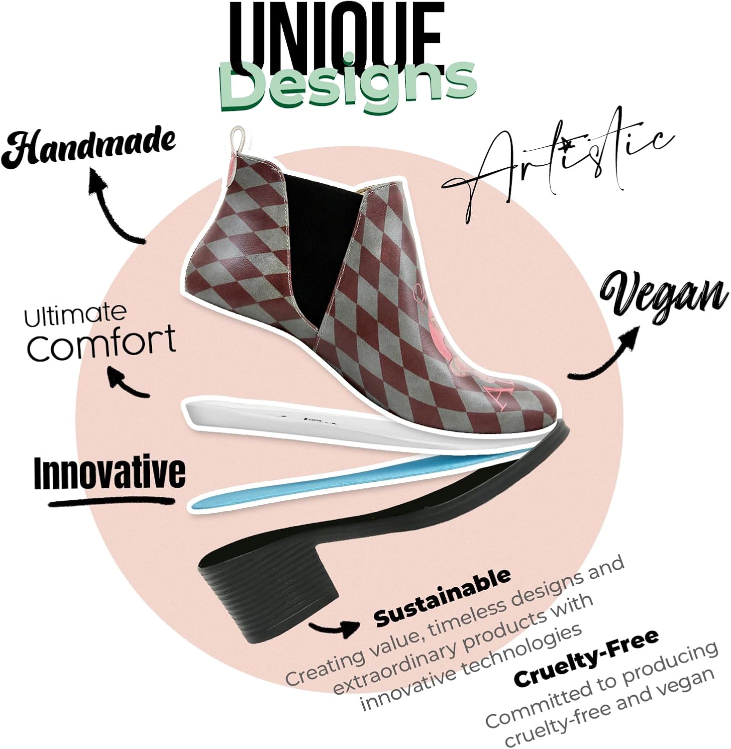DOGO Chelsea Boots for Women - Vegan Leather and Handmade Heeled Ankle boots for Women