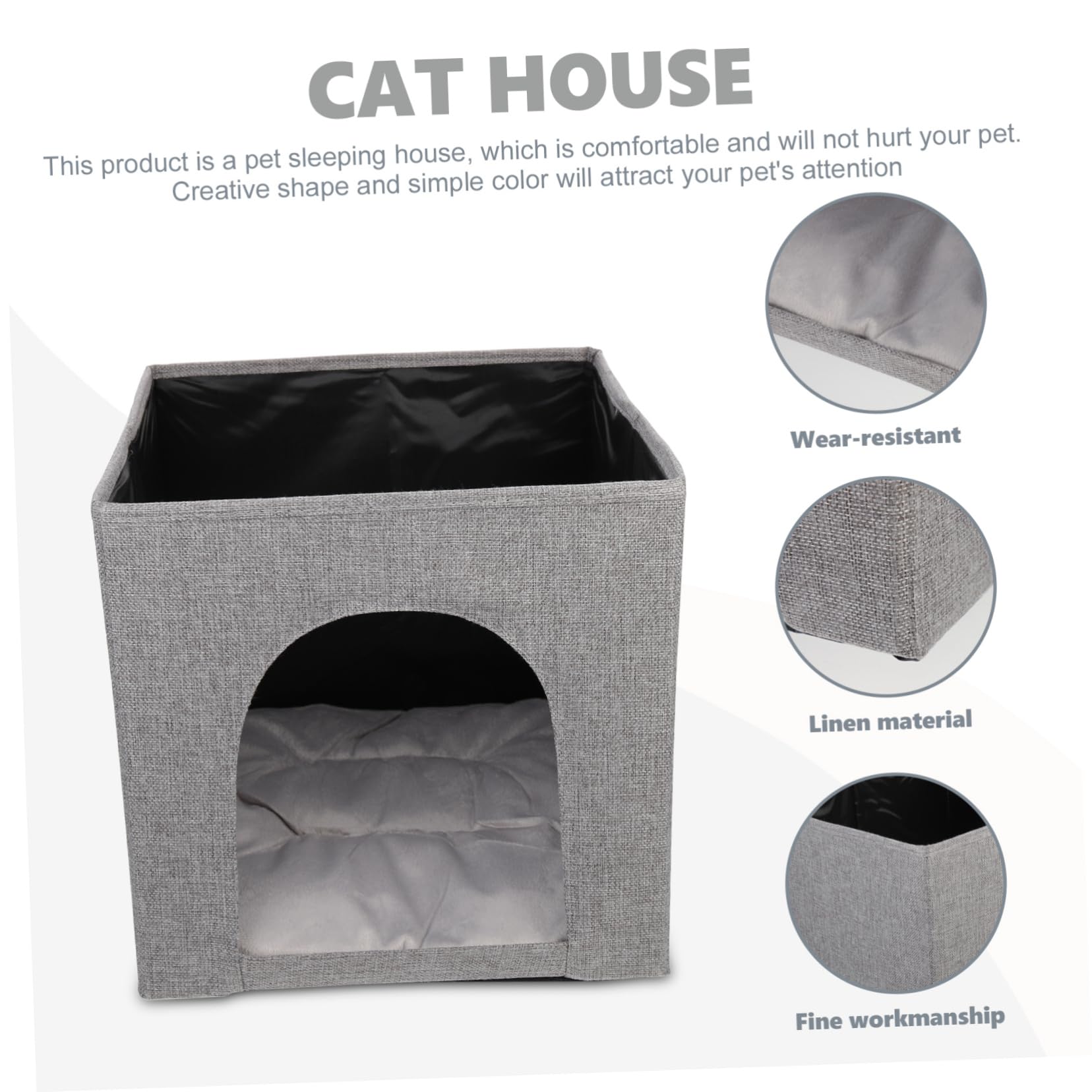 TOYANDONA Maison pour Chat Niches Lin Nid Respirant Intérieur Et Extérieur Lit Confortable Pliable