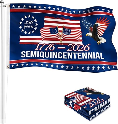 250 Year American Anniversary Flag - American Flags for Outside 3x5 Ft, Double Sided 3 Layers, 1776-2026 America 250th Birthday 4th of July Flag, Patriotic Flags for Independence Day Indoor Decoration