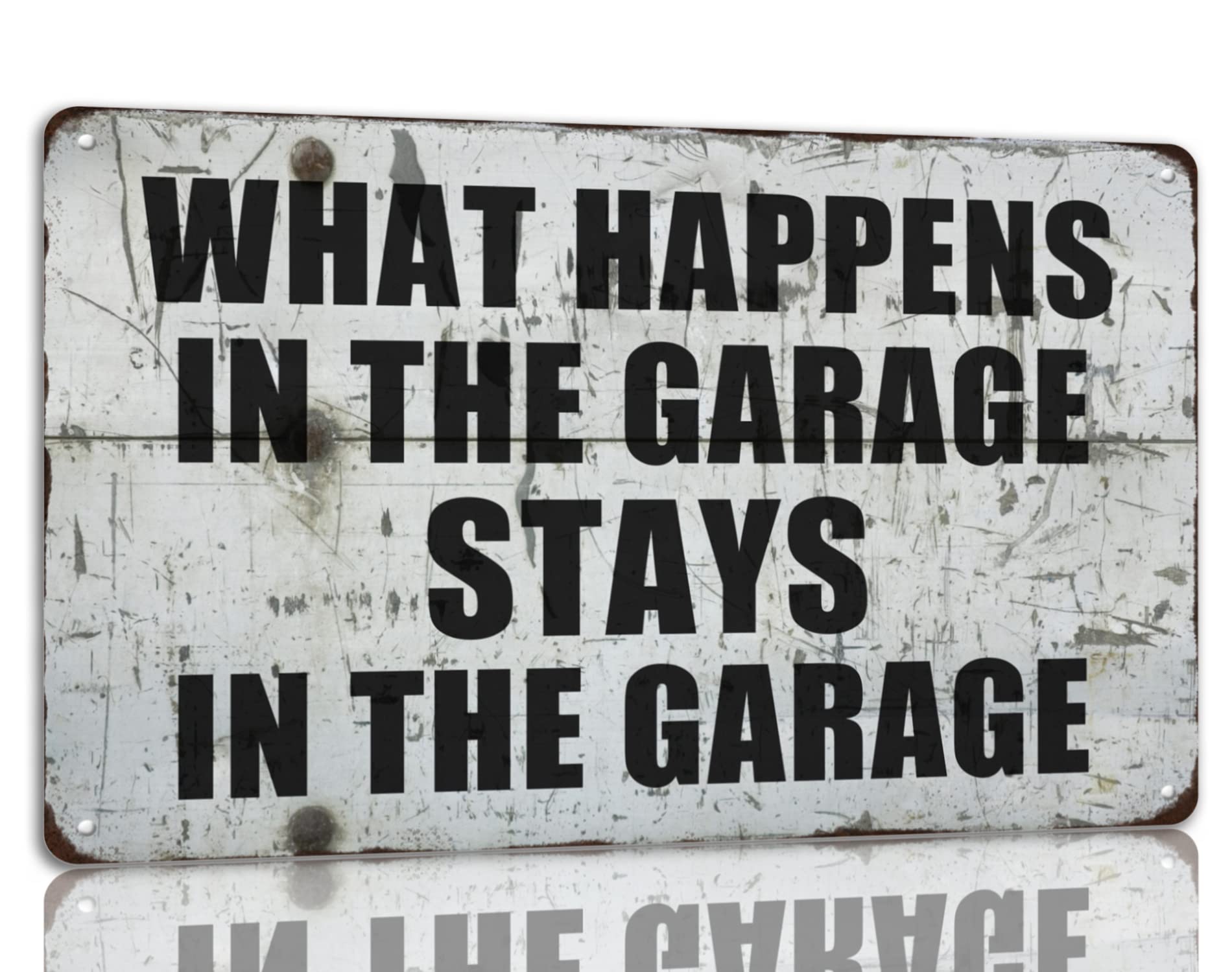 Yepyayqvk Tin Sign 373 What Happens In The Garage Stays In The Garage Metal Tin Sign Vintage Home Wall Decor Signs For Cafe Bar Club 6X8 Inch