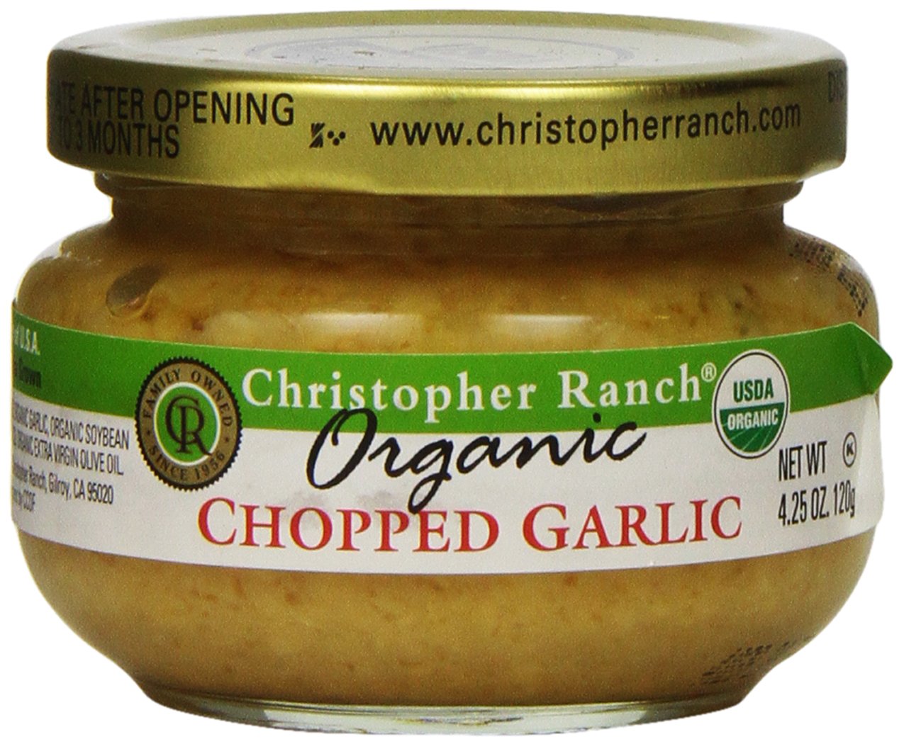 Organic Chopped Garlic, 4.25 oz Jar