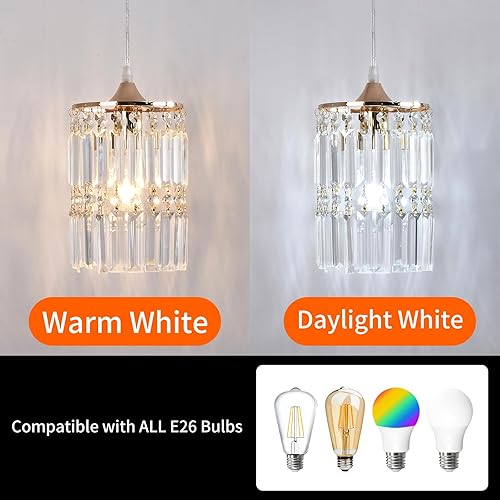 Miniatura 6 de Lámpara colgante de techo de cristal para sala de estar, comedor, cocina, pasillo (colgante dorado)