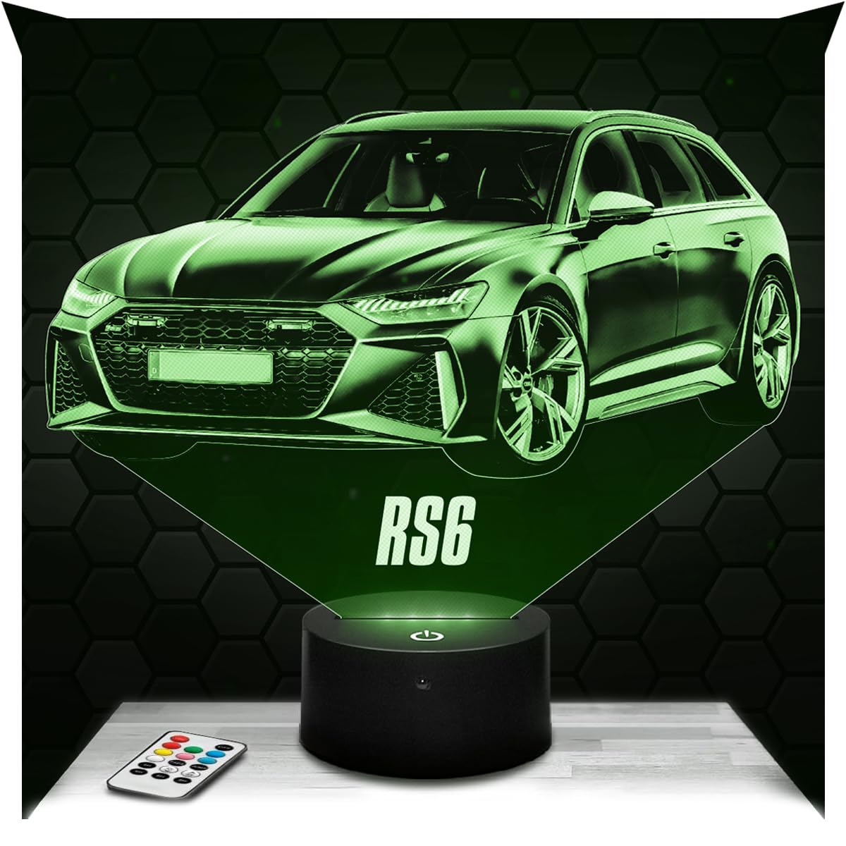 Lampephoto.fr - Car RS6 3D Lamp, Night Light 3D LED Illusion Lamp, Miniature Decoration Collection, Gift idea for Car Fan, Night Light for Children's Bedroom, Gift idea for Boys, Original Gift TOP — image 1
