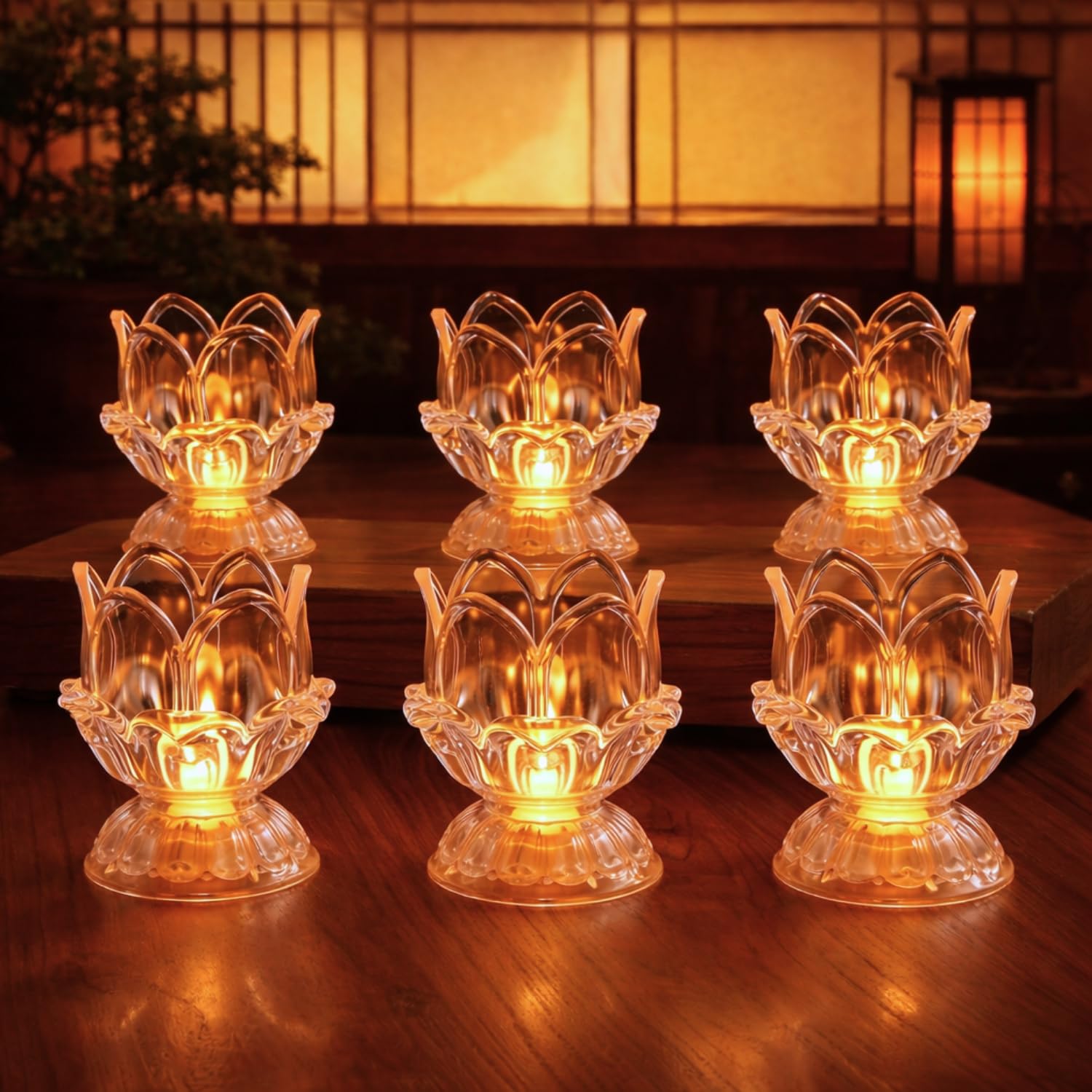 Crystal Lotus LED Candle (Warm Yellow, Pack of 12) | Flameless Lotus Tealight Lamps for Diwali, Christmas, Wedding & Home Decoration | Battery Operated Festive Lights