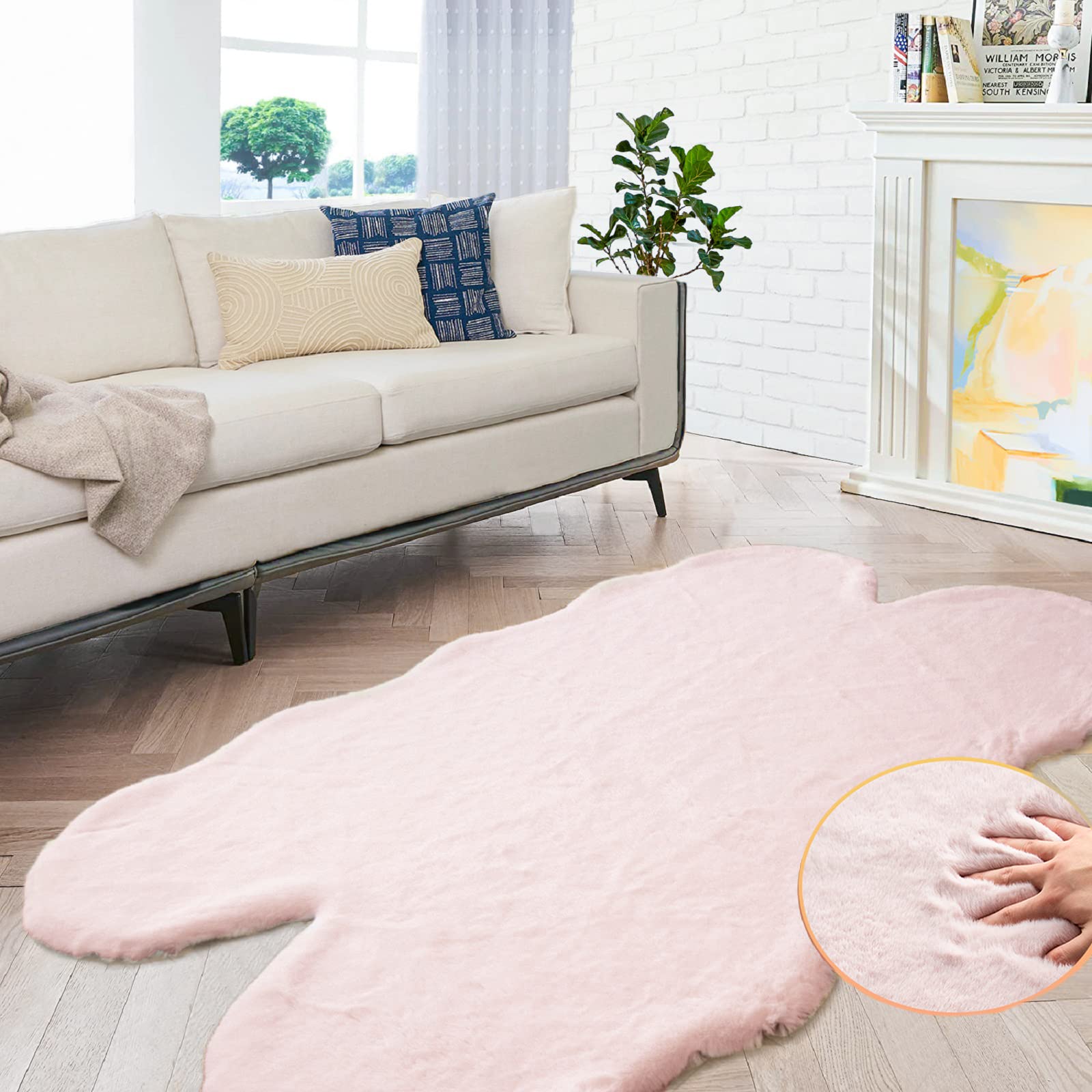 Amazon.com: ORINOVA Pink Fluffy Shag Carpet Faux Bunny Washable Plush ...