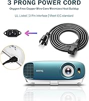Vista 5 de Cable de alimentación para proyector compatible con Epson, LG, Hitachi, Sony, Dell, Canon, InFocus - Cable de alimentación de CA de 3 clavijas