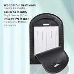 Vigorport Luggage Tag,3 Pack Premium PU Leahter Luggage Tags Cute Unique Privacy Protection Travel Bag Labels Suitcase Tags (Black)