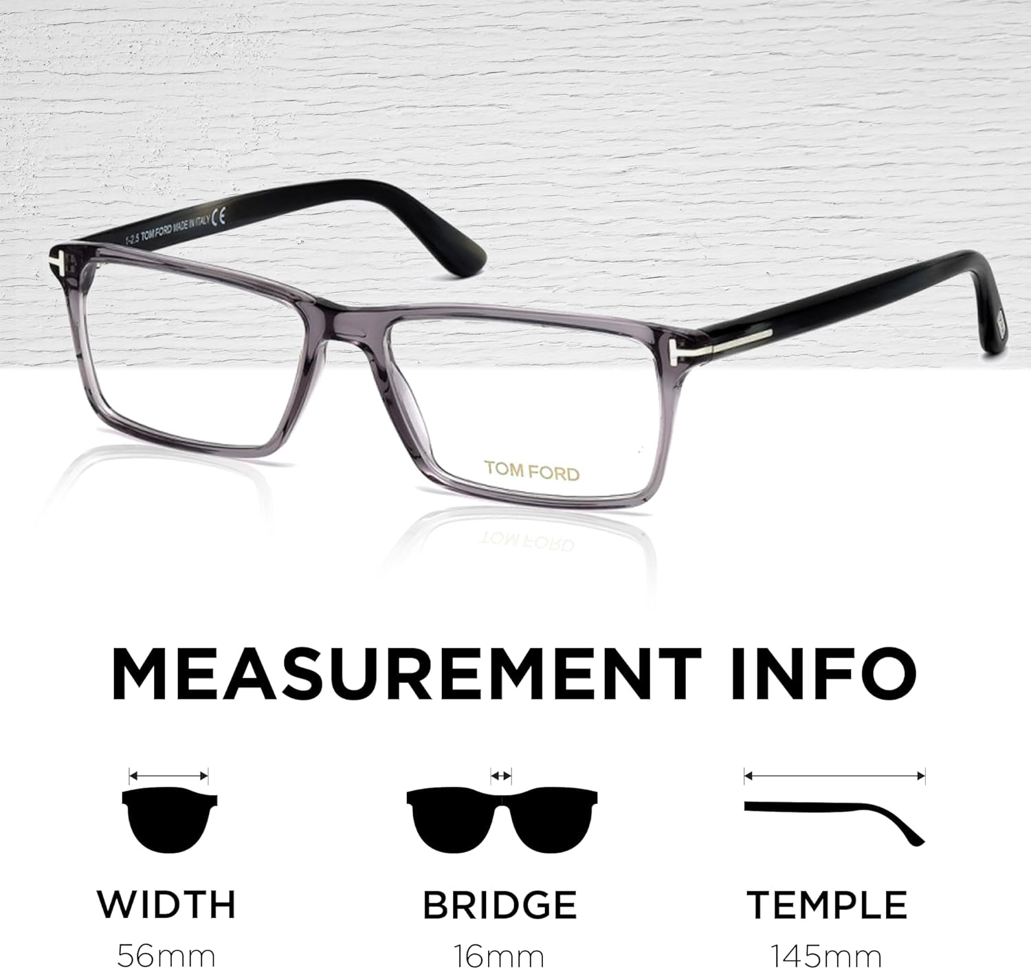 Tom Ford FT5408 Geometric Shape Eyeglass Frame + Bundle With eSHADES Eyewear Cleaning Kit, 56 mm, Shiny Grey ( 56 Mm ) - Image 5