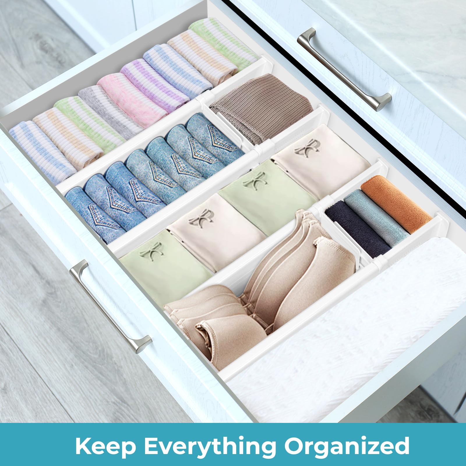 Trade Shop - Set 2 Divisori 43x13 Cm Divisorio Cassetti In Plastica Organizza Divide Ordine