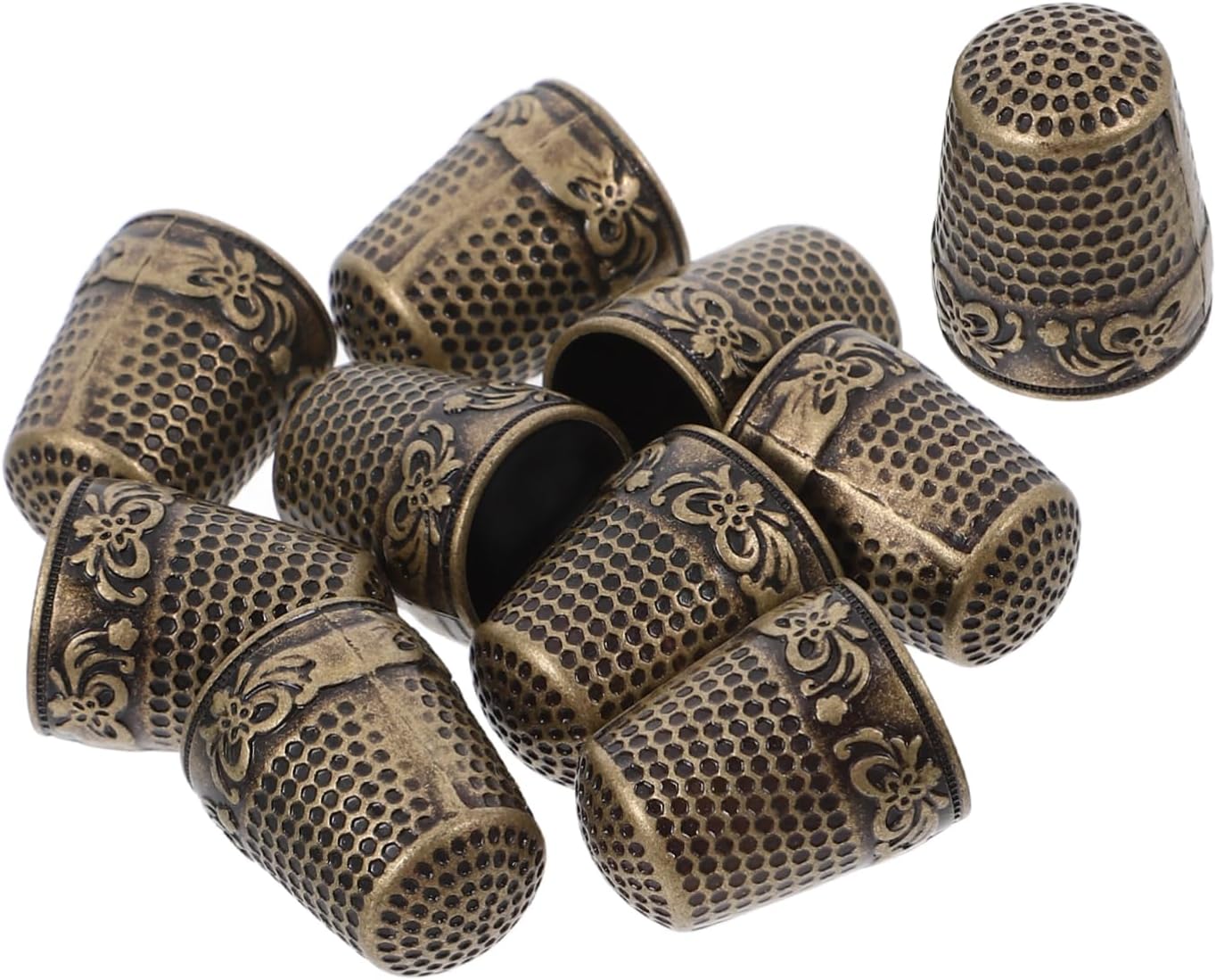 PLAFOPE 10pcs Thimble Guards Dent Pattern and Portable for Sewing Needlework Thumb Protect