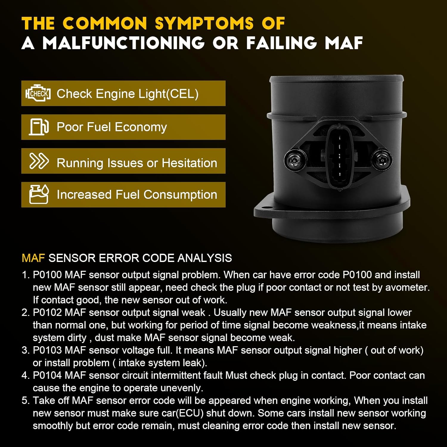 OCPTY Mass Air Flow Sensor 74-10110 Meter FITS for 2004-2007 for Cadillac CTS 3.6L,2004-2006 for Cadillac SRX 3.6L,2005-2007 for Cadillac STS 3.6L