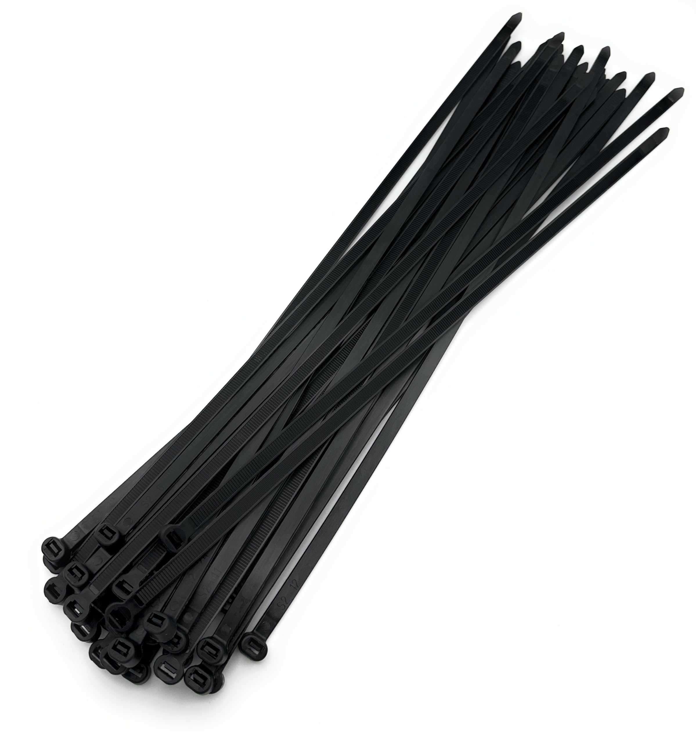 Boltza® Round Head Cable Ties 7.6mm x 400mm Black – Heavy-Duty UV-Resistant Nylon Zip Ties (20)