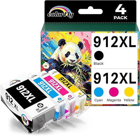 colorfly 912XL 912 XL Cartucho Compatible con HP OfficeJet Pro 8020 8022 | Cartucho de tinta para HP OfficeJet Pro 8024 8023 8025 Office Jet 8010 8012 8014 8015 4 Pack 1*negro cian magenta amarillo