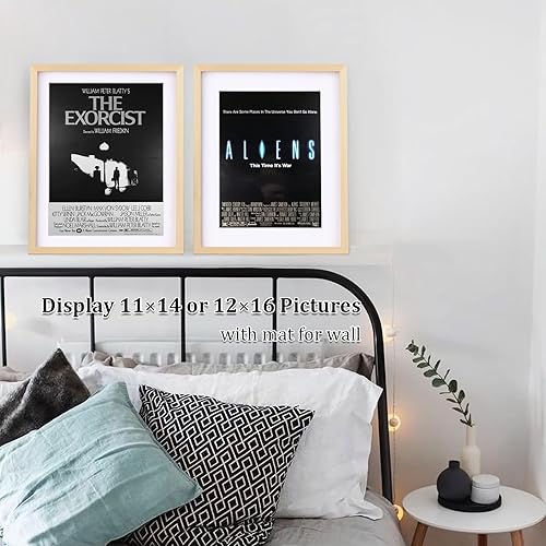 Miniatura 5 de Egofine Marco para póster de 16 x 20 pulgadas, marco de madera maciza con plexiglás mate para montaje en pared, marco vertical u horizontal, madera