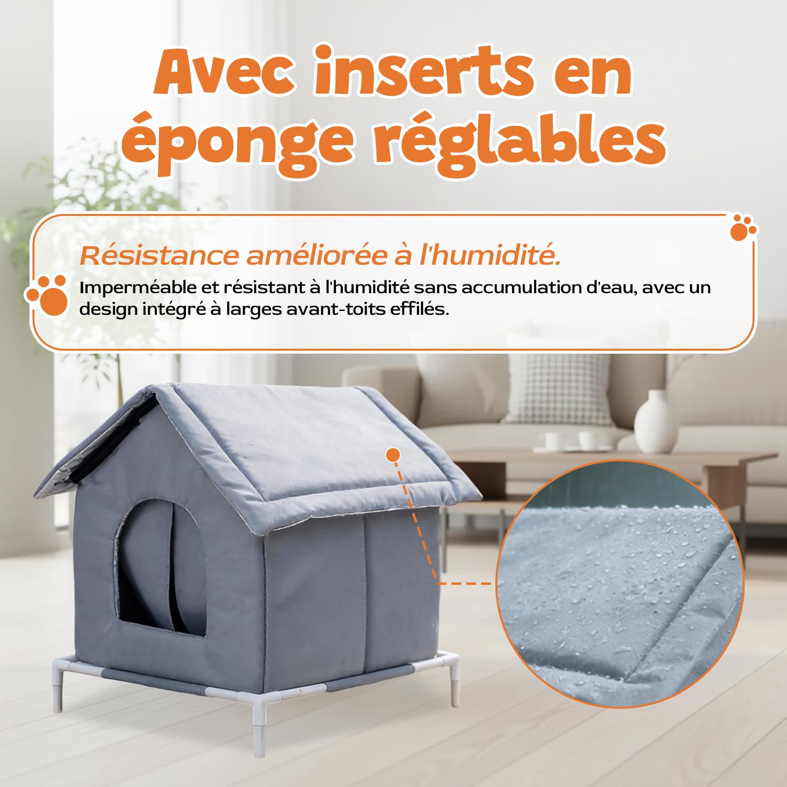 perfk Niche chauffée pour Chats d'extérieur, résistante aux intempéries, Robuste et Coupe-Vent, avec Base surélevée, abri pour Chats errants pour, M