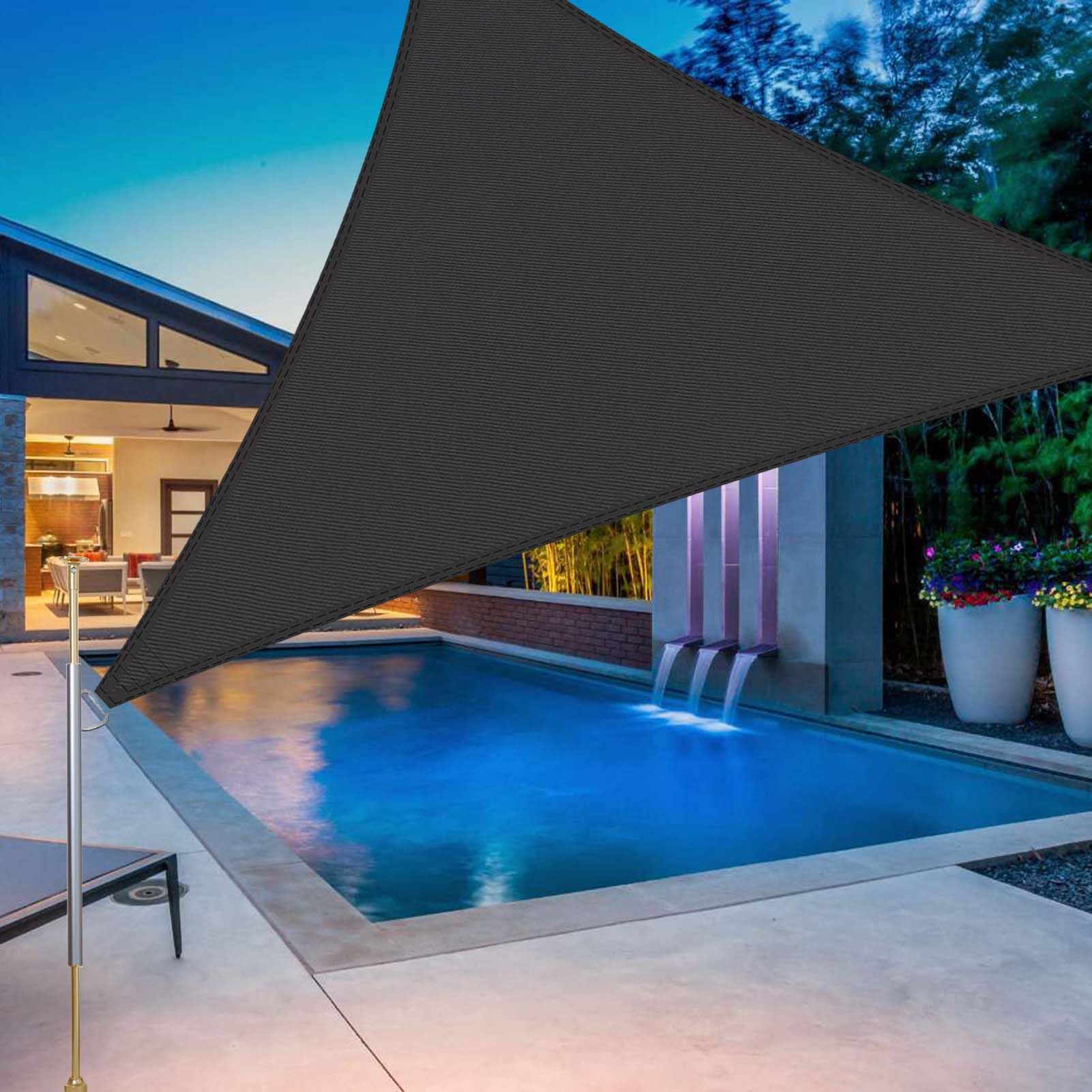 SRHIMEOS 5x5x7m Triangulaire Voiles D Ombrages, Étanche Toile Ombrage Exterieur, Voile D'ombrage Imperméable pour Jardin Terrasse Camping, 95% Protection Solaire Tissu D'ombrage