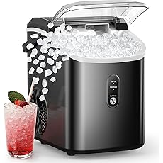 COWSAR Nugget Ice Makers Countertop, Soft Chewable Crushed Ice Maker Machine, Portable Pebble Ice Maker Countertop, 34Lbs/Day, Self-Cleaning, One-Button Operation Ice Machine for Home Kitchen Party