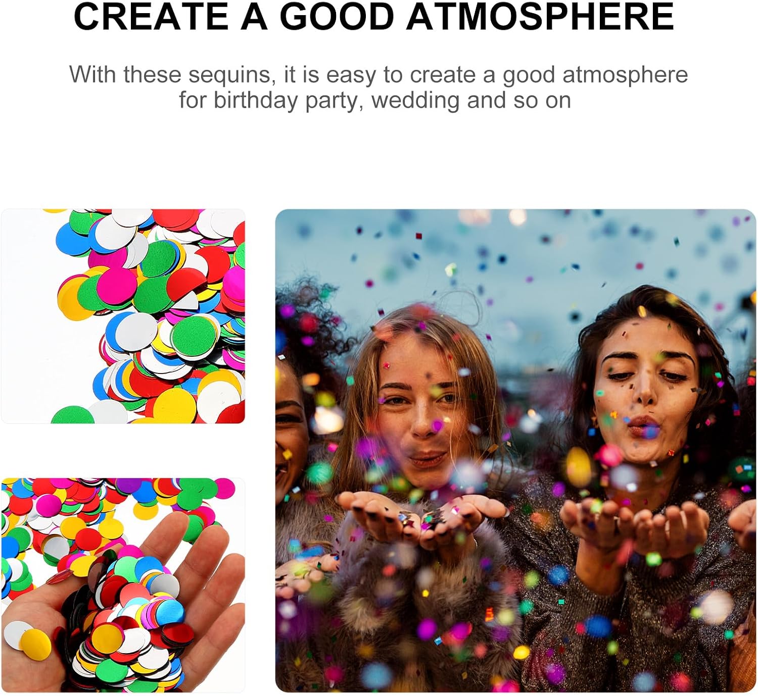LABRIMP 5000pcs round Balloon Confetti Sequins Glitter Party Decoration Paper Filler for Events and Celebrations Random Color
