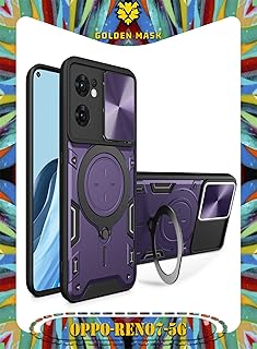 GOLDEN MASK For Oppo Reno 7 5G Armored Camera Shield Cover Camera Lend Protection, Built-in 360° (Purple)