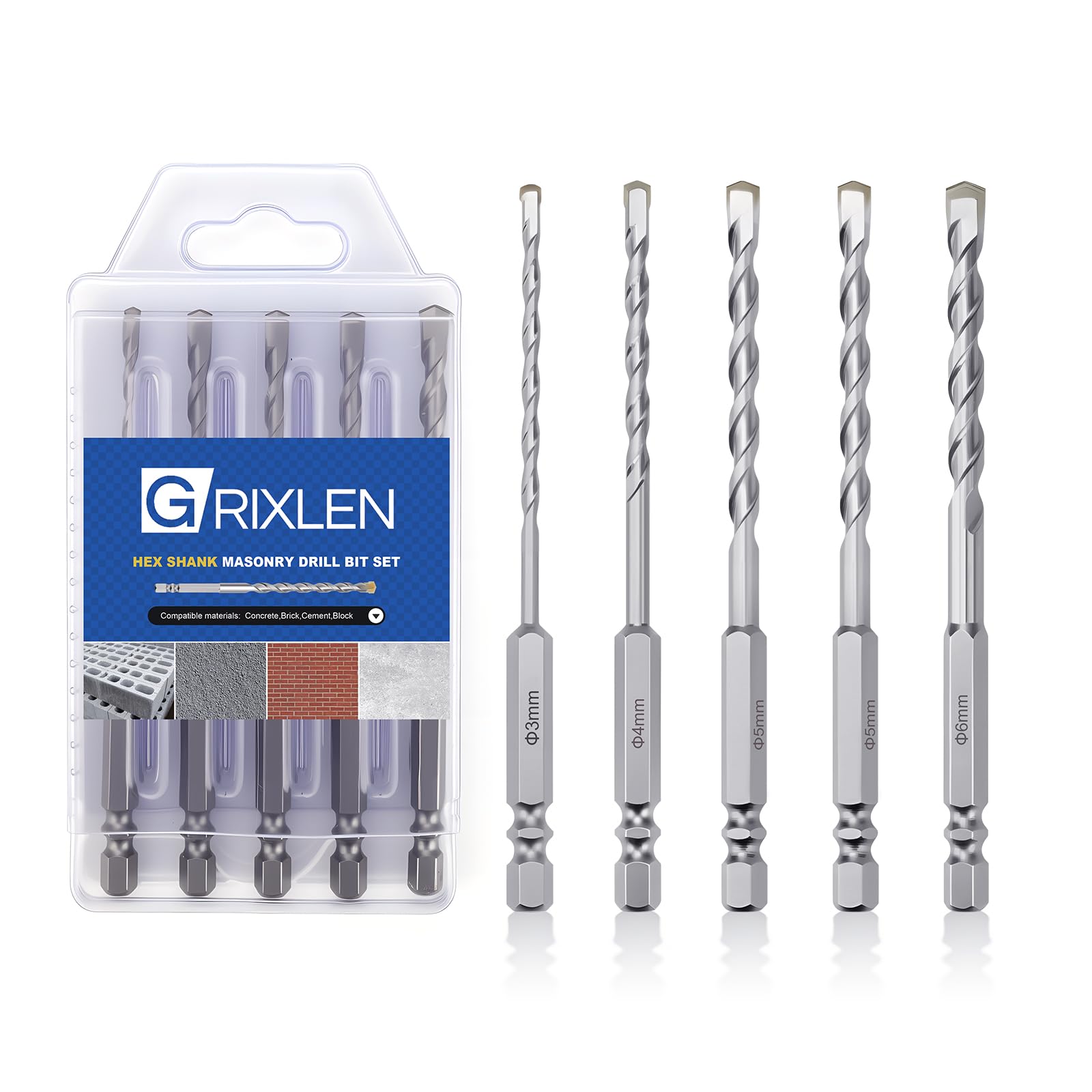 GRIXLEN Masonry Drill Bits - 3 Pack 4mm -19 GRIXLEN Masonry Drill Bits - 3 Pack 4mm -19