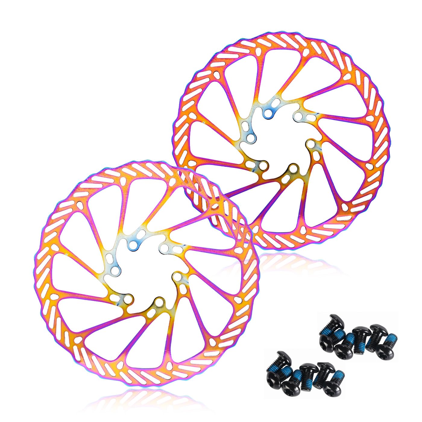CNCLOL Bike Disc Brake Rotor 160mm 180mm 203mm, MTB Brake Disk Rotors for Mountain/Road/BMX/Gravel E-Bike (Blue/Gold/Colorful)
