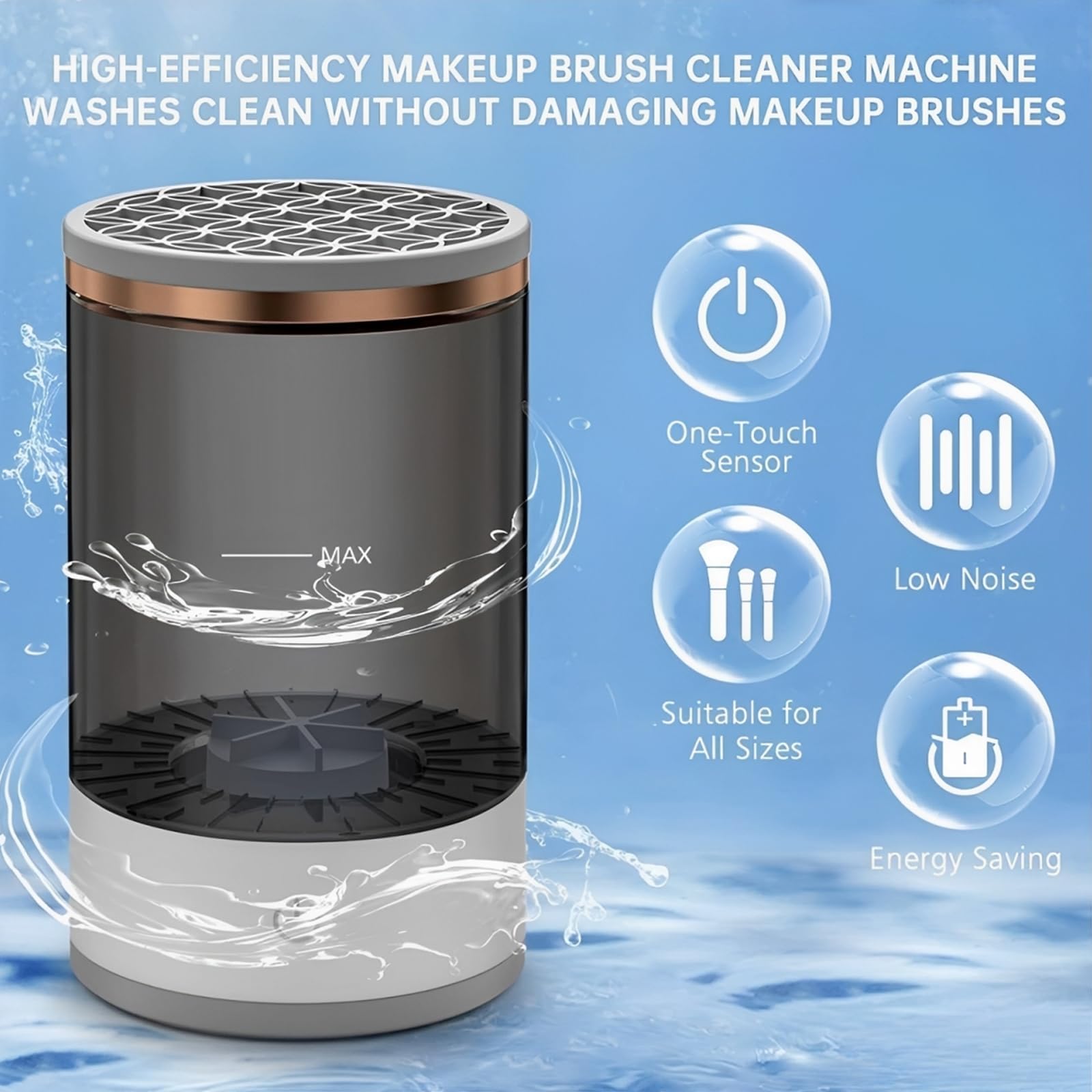 Nettoyeur de pinceaux de Maquillage électrique, Machine de Nettoyage de pinceaux de Maquillage, Outils de Nettoyage Automatique pour Toutes Les Tailles de pinceaux de Maquillage
