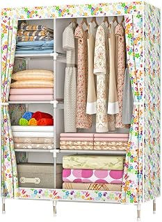 Armarios portátiles de Lona, Organizador Grande para Guardar Ropa con Barra para Colgar, Armario Plegable para Dormitorio, Sala de Estar, Resistente y Duradero, Color Blanco, 90 x 43 x 166 c