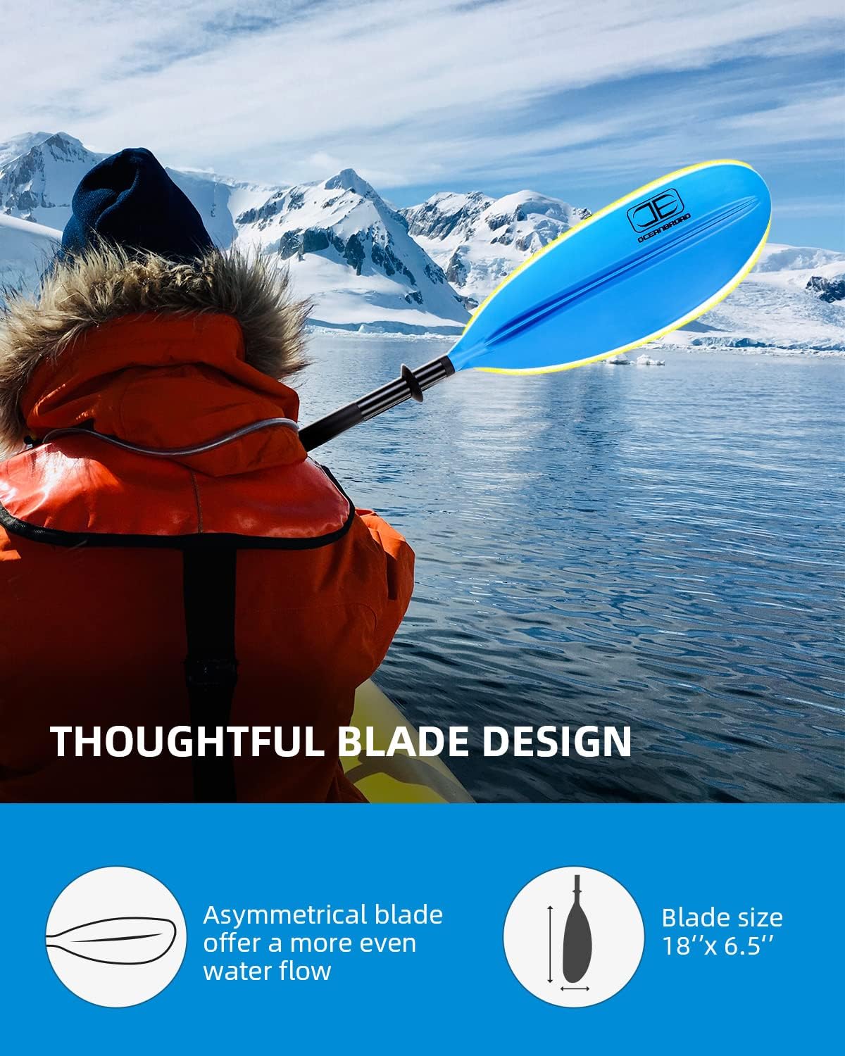 OCEANBROAD Pagaia per kayak in fibra di carbonio, 230 cm, 218 cm, per adulti, kayak, canottaggio, canoa, remo, con guinzaglio
