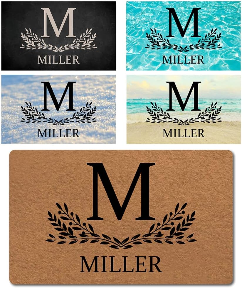 Custom Personalized Design Text Doormats with Dog Photos Door Mats Outdoor Welcome Doormat for Front Door Indoor Entrance Low Profile Non Slip Rubber Back Doormat for Floor Funny Outside Entry Decor