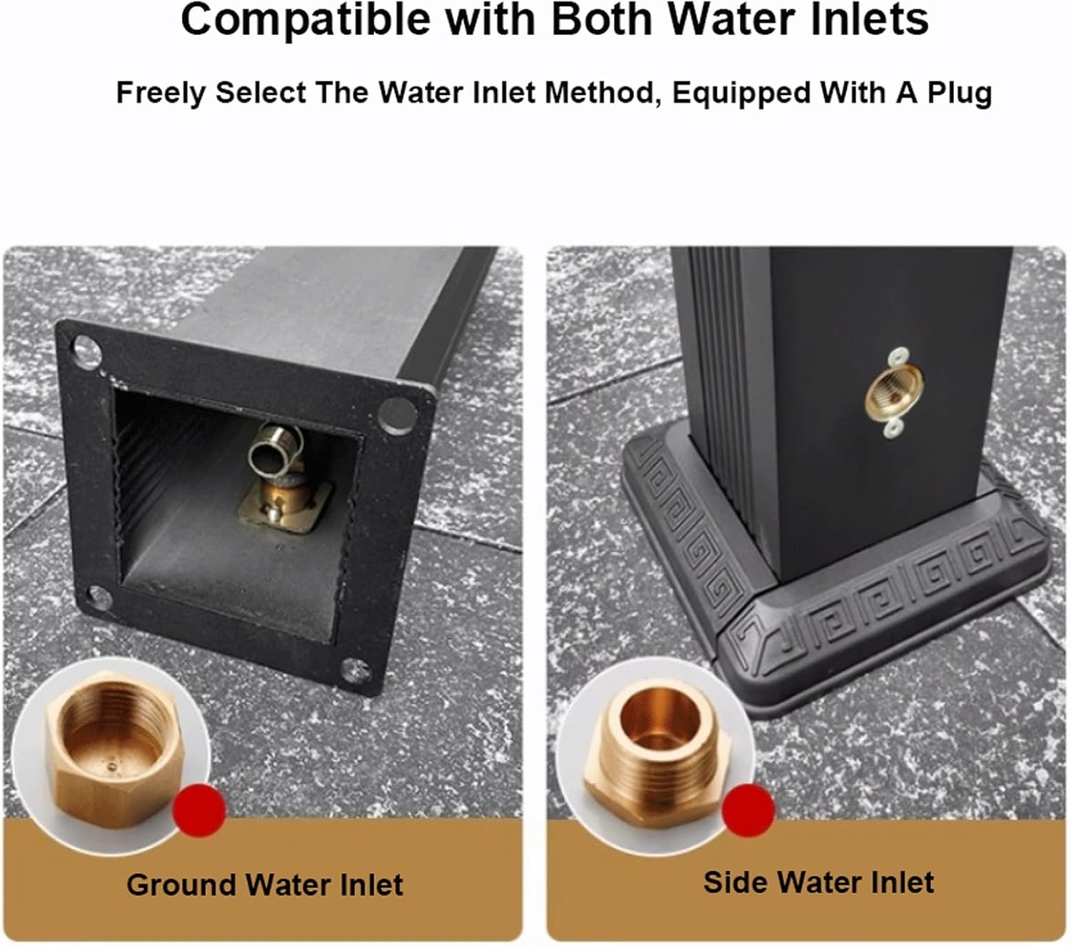 Outdoor Vertical Lotus Garden Water Column - Double Outlet Faucet Freestanding Hose Stand, Square Water Fountain & Yard Hydrant for Courtyard (74x17cm)