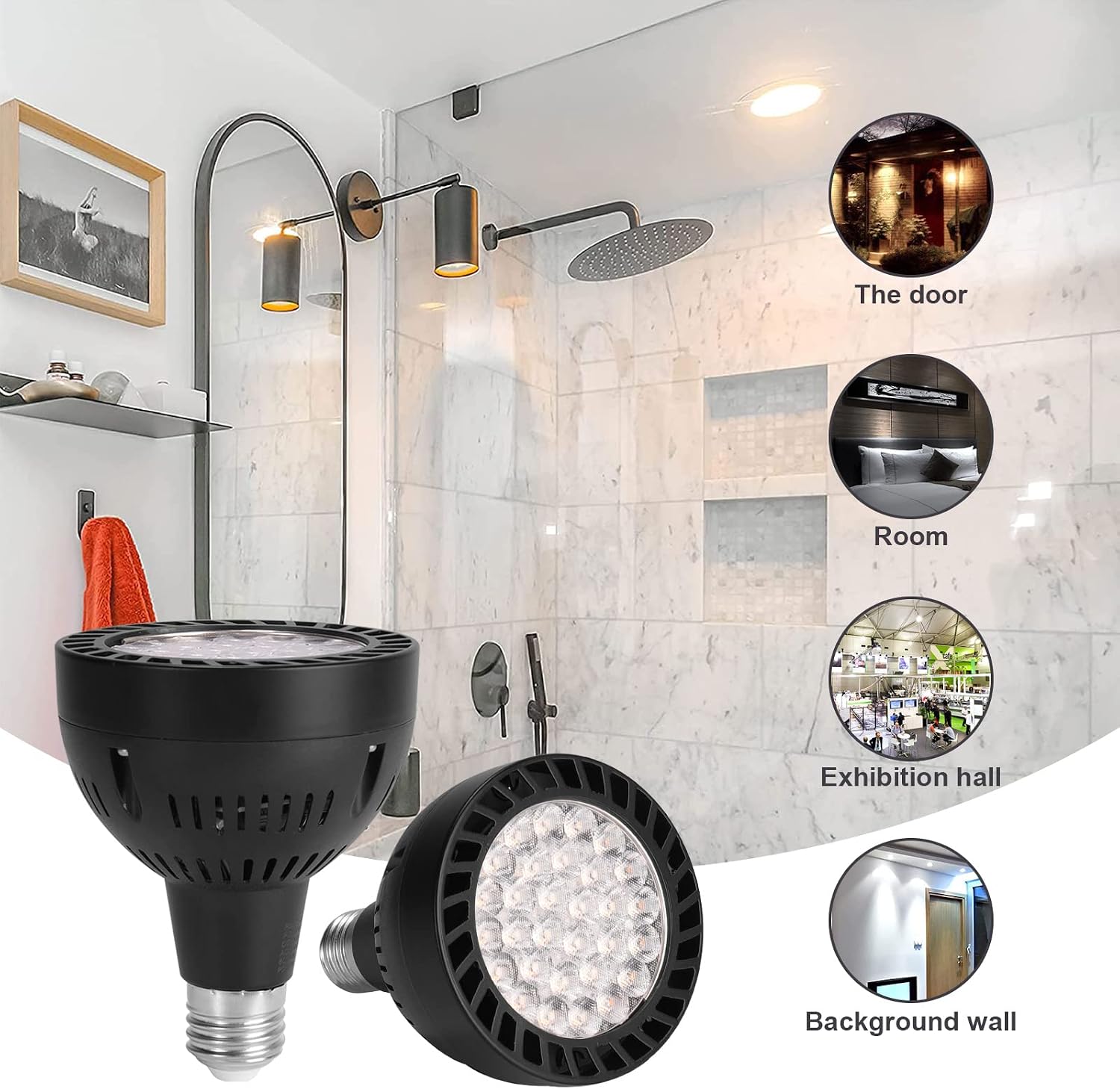 JIAN YA NA LED Light Bulbs PAR30 36Watt LED Spot Lights Bulbs Indoor 4000K Natural White Tracking Lighting Long Neck E27 Medium Base 45 Degree Beam Angle 350W Equivalent 3200 Lumen (Black Body)