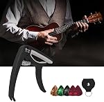 Quick-Change Capo for Acoustic and Electric Guitars | ABS Guitar Capo - Universal Stringed Instruments Accessories, for 6-String Acoustic & Electric Guitar Bass Mandolin Ukulele Banjo Bass, with Picks