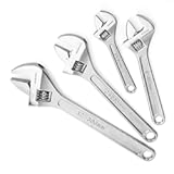 WORKPRO 4-piece Adjustable Wrench Set&comma; Forged&comma; Heat Treated&comma; Chrome-plated &lpar;6-inch&comma; 8-inch&comma; 10-inch&comma; 12-inch&rpar;